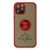 İphone 12 Pro Max Kılıf Montreal Yüzüklü Silikon Kapak - Kırmızı