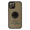 İphone 12 Pro Max Kılıf Montreal Yüzüklü Silikon Kapak - Siyah