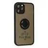 İphone 12 Pro Max Kılıf Montreal Yüzüklü Silikon Kapak - Siyah