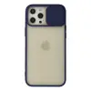 İphone 12 Pro Max Kılıf Palm Buzlu Kamera Sürgülü Silikon - Lacivert