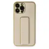 İphone 13 Pro Kılıf Coco Deri Standlı Kapak - Gold
