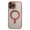 İphone 13 Pro Max Kılıf Magneticsafe Lazer Silikon - Kırmızı