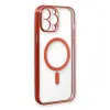 İphone 13 Pro Max Kılıf Magneticsafe Lazer Silikon - Kırmızı