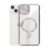 İphone 14 Kılıf Joke Simli Magneticsafe Kılıf - Derin Mor