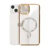 İphone 14 Kılıf Joke Simli Magneticsafe Kılıf - Gold