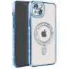 İphone 14 Kılıf Joke Simli Magneticsafe Kılıf - Mavi