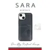 İphone 14 Kılıf Sara Kartvizitli Deri Kılıf - Lacivert