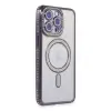 İphone 14 Pro Kılıf Joke Simli Magneticsafe Kılıf - Derin Mor