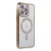 İphone 14 Pro Kılıf Joke Simli Magneticsafe Kılıf - Gold