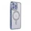 İphone 14 Pro Max Kılıf Joke Simli Magneticsafe Kılıf - Mavi