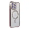 İphone 14 Pro Max Kılıf Joke Simli Magneticsafe Kılıf - Pembe