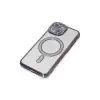 İphone 15 Kılıf Joke Simli Magneticsafe Kılıf - Derin Mor