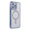 İphone 15 Pro Kılıf Joke Simli Magneticsafe Kılıf - Mavi