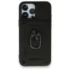 İphone 15 Pro Kılıf Pars Lens Yüzüklü Silikon - Siyah
