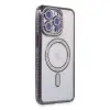 İphone 15 Pro Max Kılıf Joke Simli Magneticsafe Kılıf - Derin Mor
