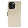 İphone 15 Pro Max Kılıf Trend S Plus Kapaklı Kılıf - Gold