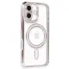 İphone 16 Kılıf Joke Simli Magneticsafe Kılıf - Pembe
