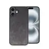 İphone 16 Plus Kılıf Aras Deri Kapak - Siyah