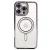 İphone 16 Pro Max Kılıf Joke Simli Magneticsafe Kılıf - Derin Mor