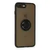 İphone 7 Plus Kılıf Montreal Yüzüklü Silikon Kapak - Siyah