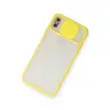 İphone X Kılıf Palm Buzlu Kamera Sürgülü Silikon - Sarı