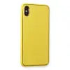 İphone Xs Max Kılıf Coco Deri Silikon Kapak - Sarı