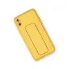 İphone Xs Max Kılıf Coco Deri Standlı Kapak - Sarı