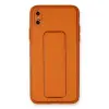 İphone Xs Max Kılıf Coco Deri Standlı Kapak - Turuncu