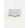 Zirkon Taşlı Pirinç Altılı  Kombin Küpe - Kp00649