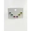 Kare Taşlı Renkli Altılı Küpe - Kp00612