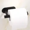 Kendinden Yapışkanlı Tuvalet Kağıtlığı – Mat Siyah Modern Banyo Rulo Askısı