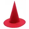 Kırmızı Renk Keçe Cadı Şapkası Yetişkin Çocuk Uyumlu 35x38 Cm