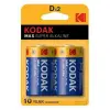 Kodak 2 Adet Max Super Alkalin Lr20 D Boy Büyük Pil