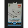 Megatech T05M45-T Beyaz 45W PD-USB Araç Çakmaklık Şarj Başlığı Hızlı Şarj(TYPE-C TO TYPE-C KABLO)