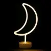 Neon Işıklı Ay Masa Gece Lambası Pil+usb