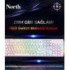 North Shield White Red Switch Türkçe Q RGB Beyaz Mekanik Gaming Klavye (KDO)