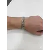 Siyah Deri  / Çelik  Erkek Deri Bileklik 20 Cm  - Ebl0040
