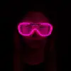 Pembe Led Işıklı Parti Gözlüğü - Neon Glow Şerit Gözlük 3 Modlu