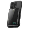Pw598 10.000 Mah Dijital Göstergeli 20w Type-c Ve 15w Kablosuz Şarj Pd Hızlı Şarj Magsafe Powerbank - Siyah