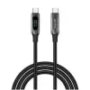 S-link Armor LED LCC-0100 100W 1m Type-C to Type-C PD Örgülü LED Başlıklı Siyah Hızlı Şarj Kablosu