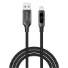 S-link Armor LED UL-012 12W 1m USB to Lightning PD Örgülü LED Başlıklı Siyah Hızlı Şarj Kablosu
