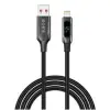 S-link Armor LED UL-012 12W 1m USB to Lightning PD Örgülü LED Başlıklı Siyah Hızlı Şarj Kablosu