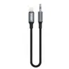 S-link Armor ML-01 1.2m Lightning to M AUX Örgülü Metal Başlıklı Siyah Ses Kablosu