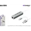 S-link Swapp SW-U222 Type-c Usb 2.0 10-100mbps 3 Port Usb Ethernet Adaptör (KDO)