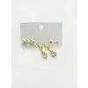 Sallantılı Çiçek Detaylı Altılı Küpe - Kp00623