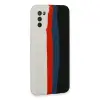 Samsung Galaxy A03s Kılıf Ebruli Lansman Silikon - Beyaz-siyah