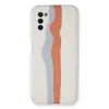 Samsung Galaxy A03s Kılıf Ebruli Lansman Silikon - Beyaz-turuncu