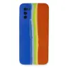 Samsung Galaxy A03s Kılıf Ebruli Lansman Silikon - Mavi-turuncu