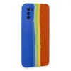 Samsung Galaxy A03s Kılıf Ebruli Lansman Silikon - Mavi-turuncu