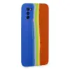Samsung Galaxy A03s Kılıf Ebruli Lansman Silikon - Mavi-turuncu